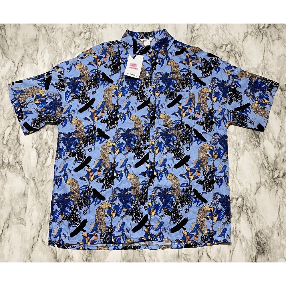 Monki Shirt Loose Fit Overtop Mens Size S Multicolor Short Sleeve‎ NWT